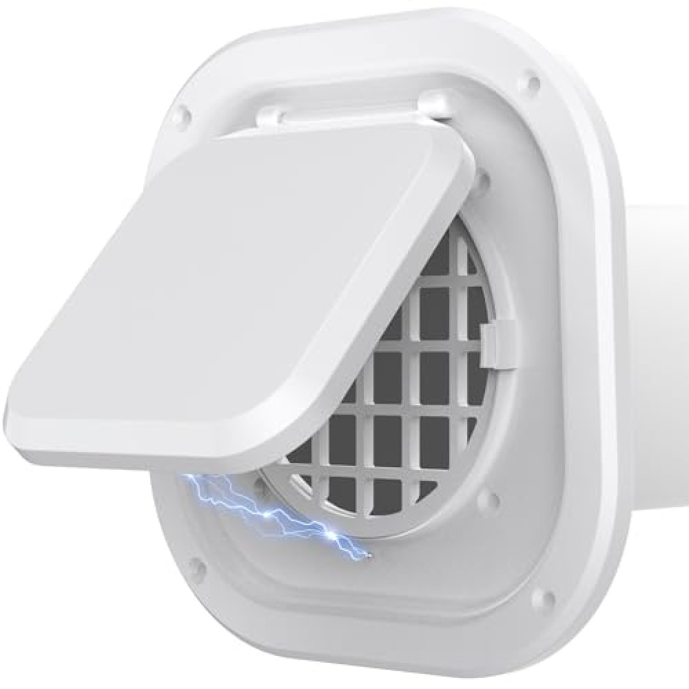Houseluxe Dryer Vent Cover Outside 4 Inch, Magnetic Door Design, Durable Airflow Vent with Lint Trap Screen, Thickened Material, Light White Beyaz Eşya Aksesuarları Fiyatı