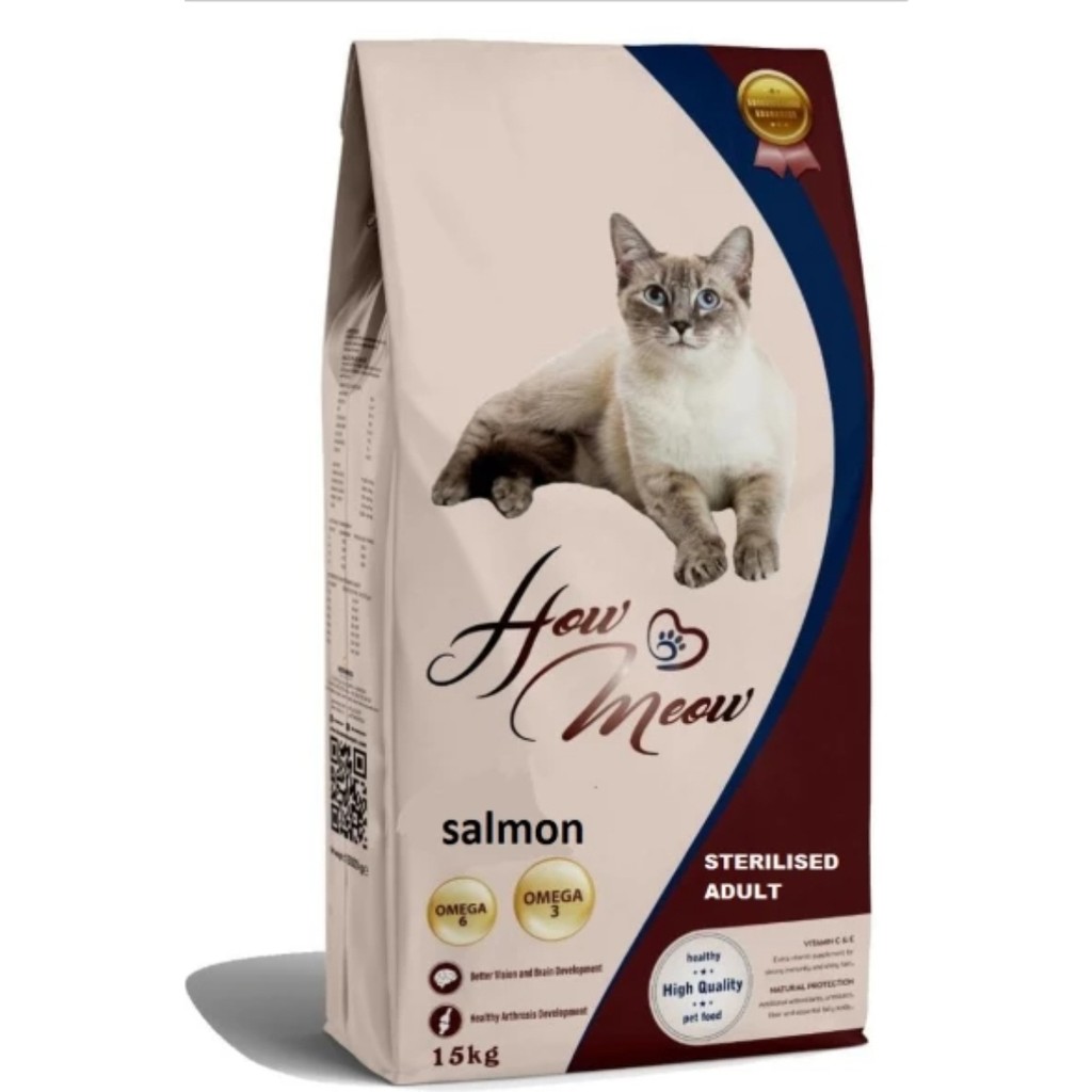 How Meow 15 kg Somonlu Kısır Kedi Maması Premium Kalite ile Yetişkin Kedi İçin Özel Evcil Hayvan Ürünleri Fiyatı