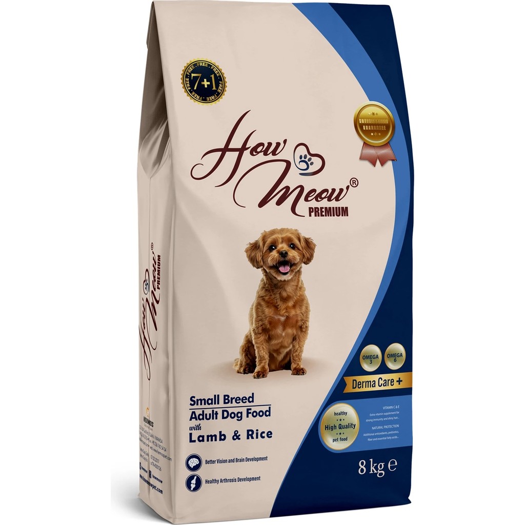 How Meow Yetişkin Küçük Irk Kuru Köpek Maması 8 KG Kuzu ve Pirinçli Yüksek Protein İçeriği Evcil Hayvan Ürünleri Fiyatı