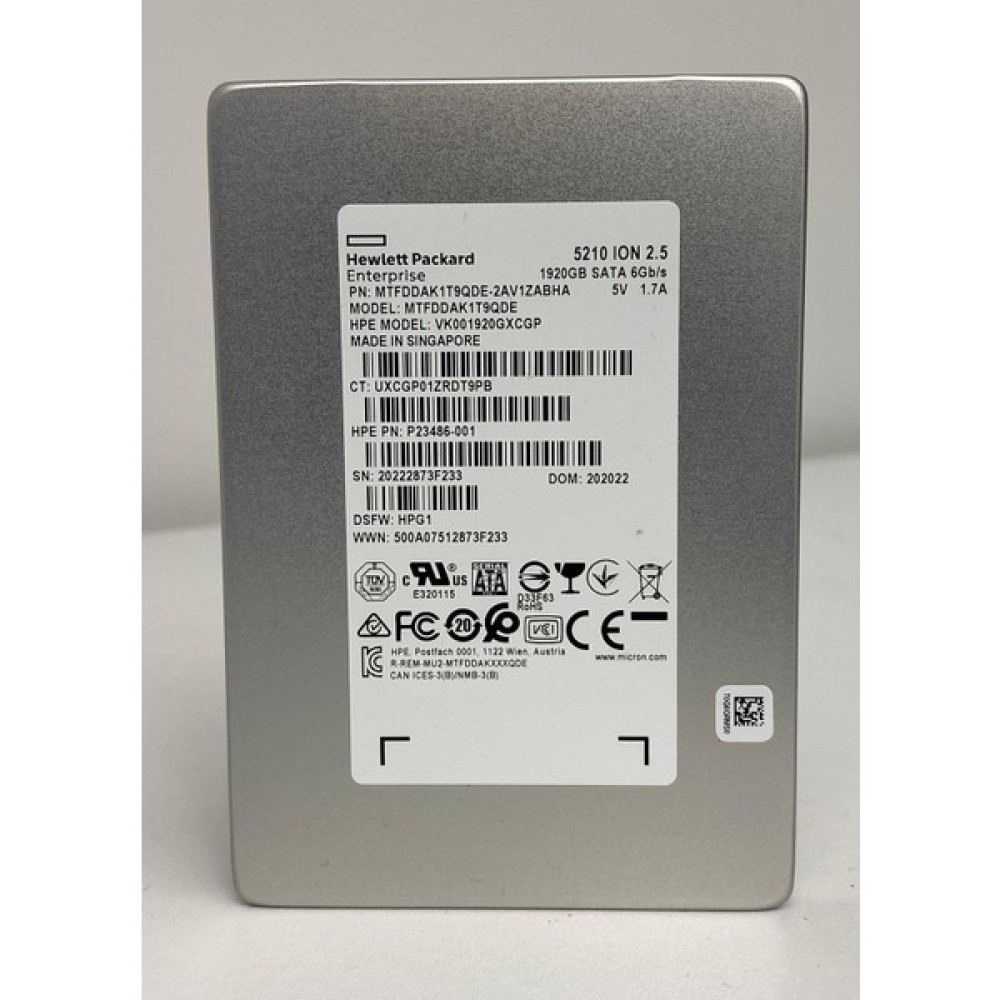 Hp 1.92TB Hpe VK001920GXCGP Micron MTFDDAK1T9QDE-2AV1ZAB 5210 Ion 2.5 P23486-001 Sata SSD SSD / Solid State Drive Fiyatı