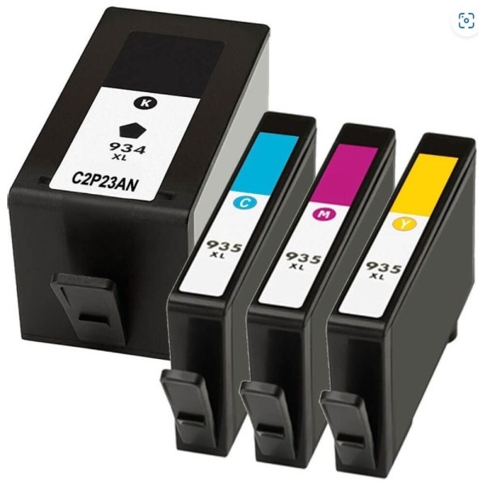 Hp 934XL Siyah - 935XL Mavi Kırmızı Sarı 4 Lü Muadil Sanzio Kartuş Seti - BK Pigment - Siyah Kartuşlar Fiyatı