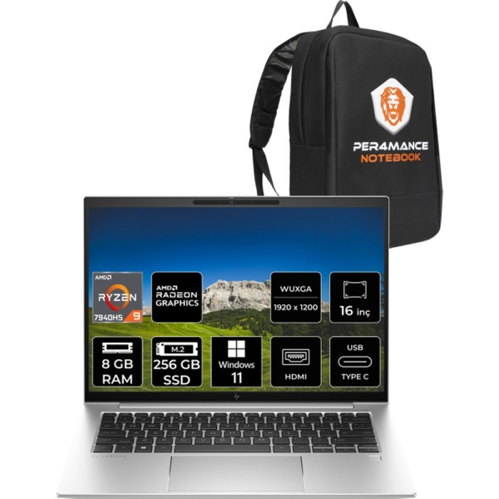 Hp Elitebook 865 G10 Amd Ryzen 9 7940HS 8gb 256GB SSD 16" Fhd+ W11H Taşınabilir Bilgisayar & Per4 Çanta 8A3Z7EAPN301 Oto Boyaları Fiyatı