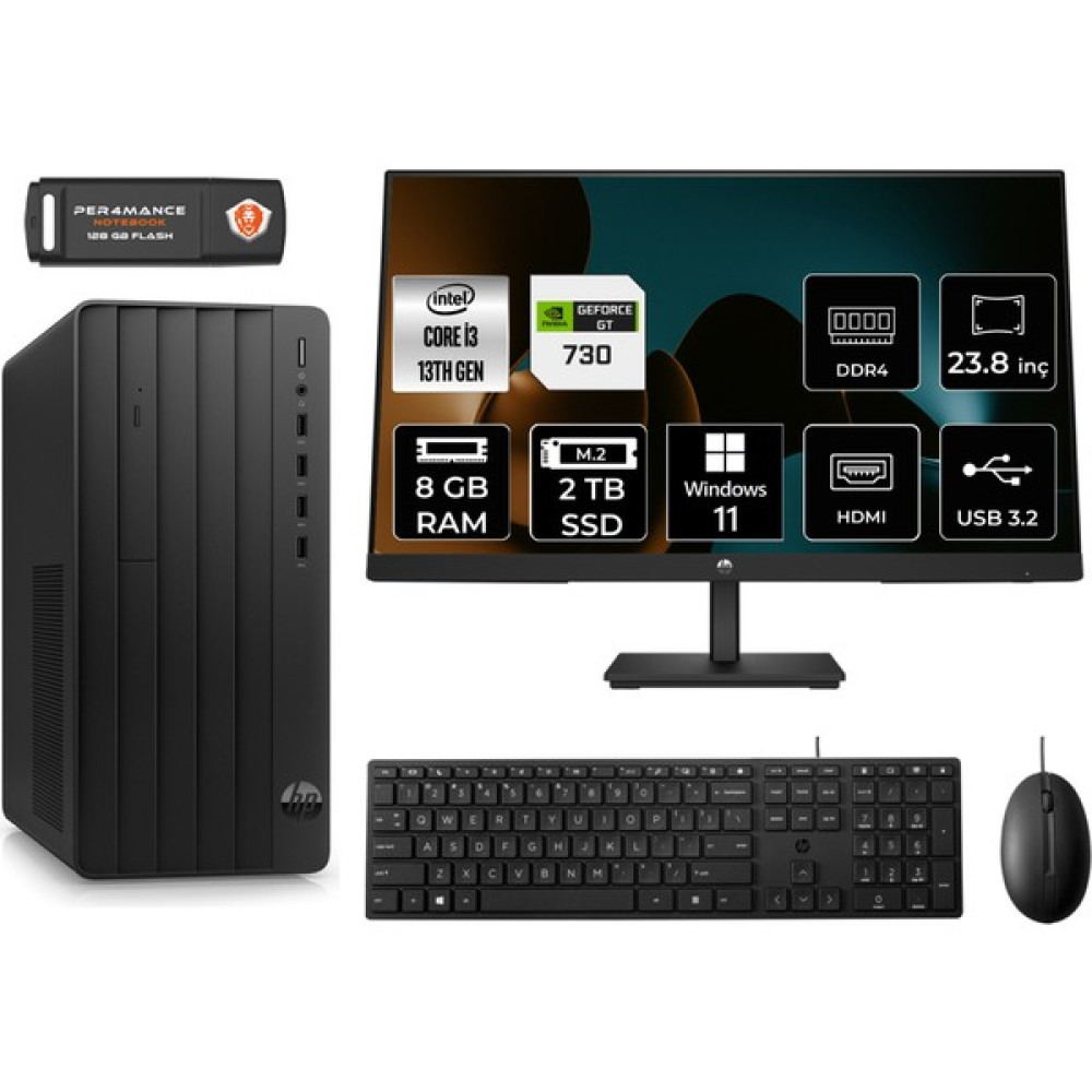 Hp Pro Tower 290 G9 Intel Core I3 13100 8gb 2tb SSD GT730/4GB 23.8" Fhd Monitör W11P 8T2X0ES Masaüstü Bilgisayar & Per4 USB Bellek 8T2X0ESMNT2404 Oto Boyaları Fiyatı