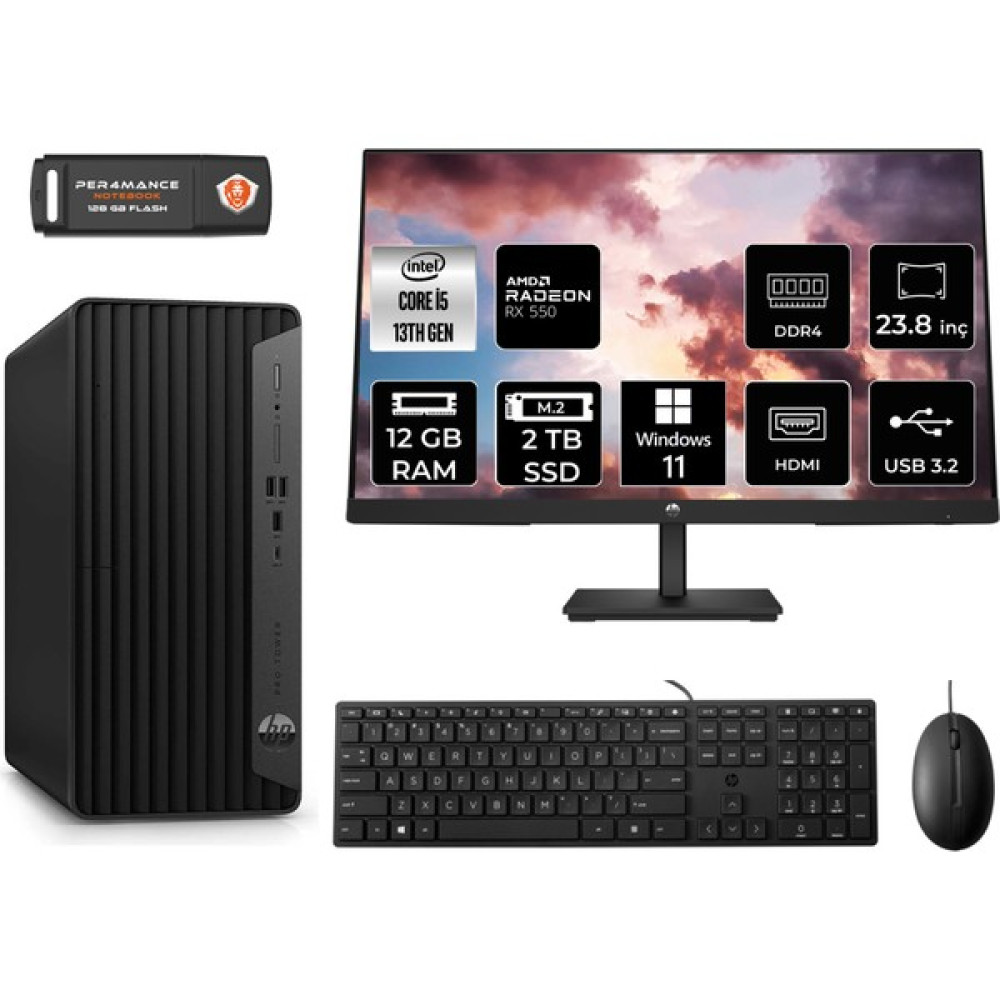 Hp Pro Tower 290 G9 Intel Core I5 13500 12GB 2tb SSD RX550/4GB 23.8" Fhd Monitör W11H 8T2W9ES Masaüstü Bilgisayar & Per4 USB Bellek 8T2W9ESMNT1359 Oto Boyaları Fiyatı
