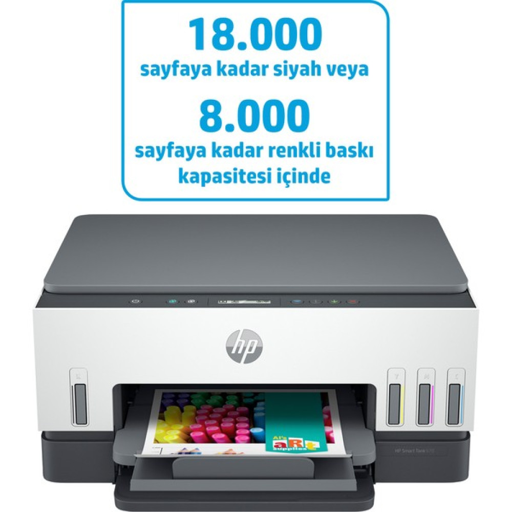 HP Smart Tank 670 All-in-One Yazıcı, Baskı, Tarama, Kopyalama, Kablosuz, 6UU48A - Siyah Yazıcılar Fiyatı