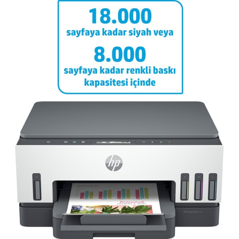 HP Smart Tank 720 All-in-One Yazıcı, Baskı, Tarama, Kopyalama, Kablosuz, 6UU46A - Siyah Yazıcılar Fiyatı