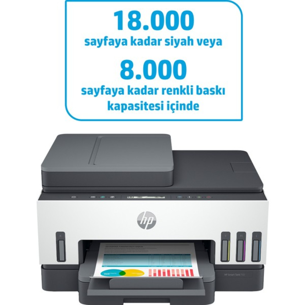Hp Smart Tank 750 All-In-One Çift Taraflı Baskı Tarama Kopyalama Adf Kablosuz Mürekkep Püskürtmeli Tanklı Yazıcı 6UU47A - Beyaz Yazıcılar Fiyatı