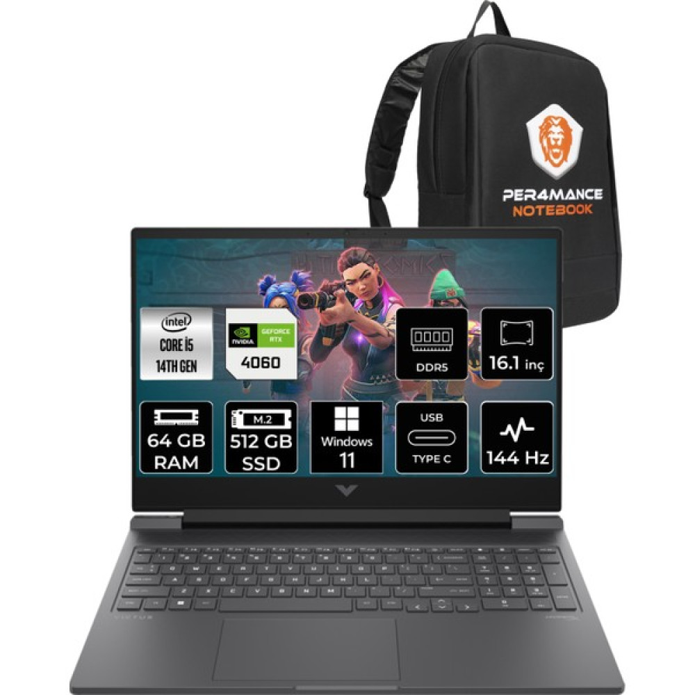 Hp Victus 16 Intel Core I5 14500HX 64GB 512GB SSD RTX4060/8GB 144Hz 16.1" Fhd W11H Taşınabilir Bilgisayar & Per4 Çanta 9J238EAPN332 Oto Boyaları Fiyatı