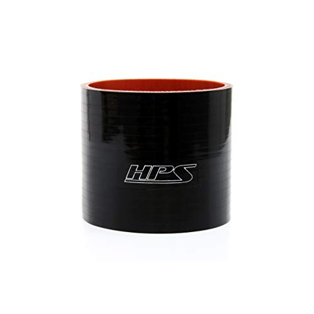 HPS HTSC-162-BLK Silicone High Temperature 4-Ply Reinforced Straight Coupler Hose, 100 PSI Maximum Pressure, 3" Length, 1-5/8" ID, Black