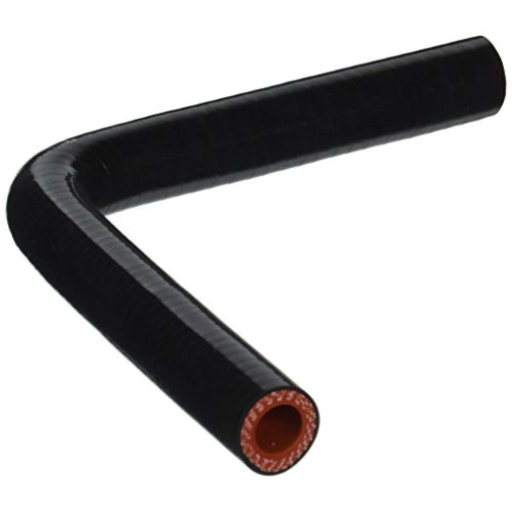 HPS HTSEC90-050-BLK Silicone High Temperature 4-ply Reinforced 90 degree Elbow Coupler Hose, 100 PSI Maximum Pressure, 4" Leg Length on each side, 1/2" ID, Black