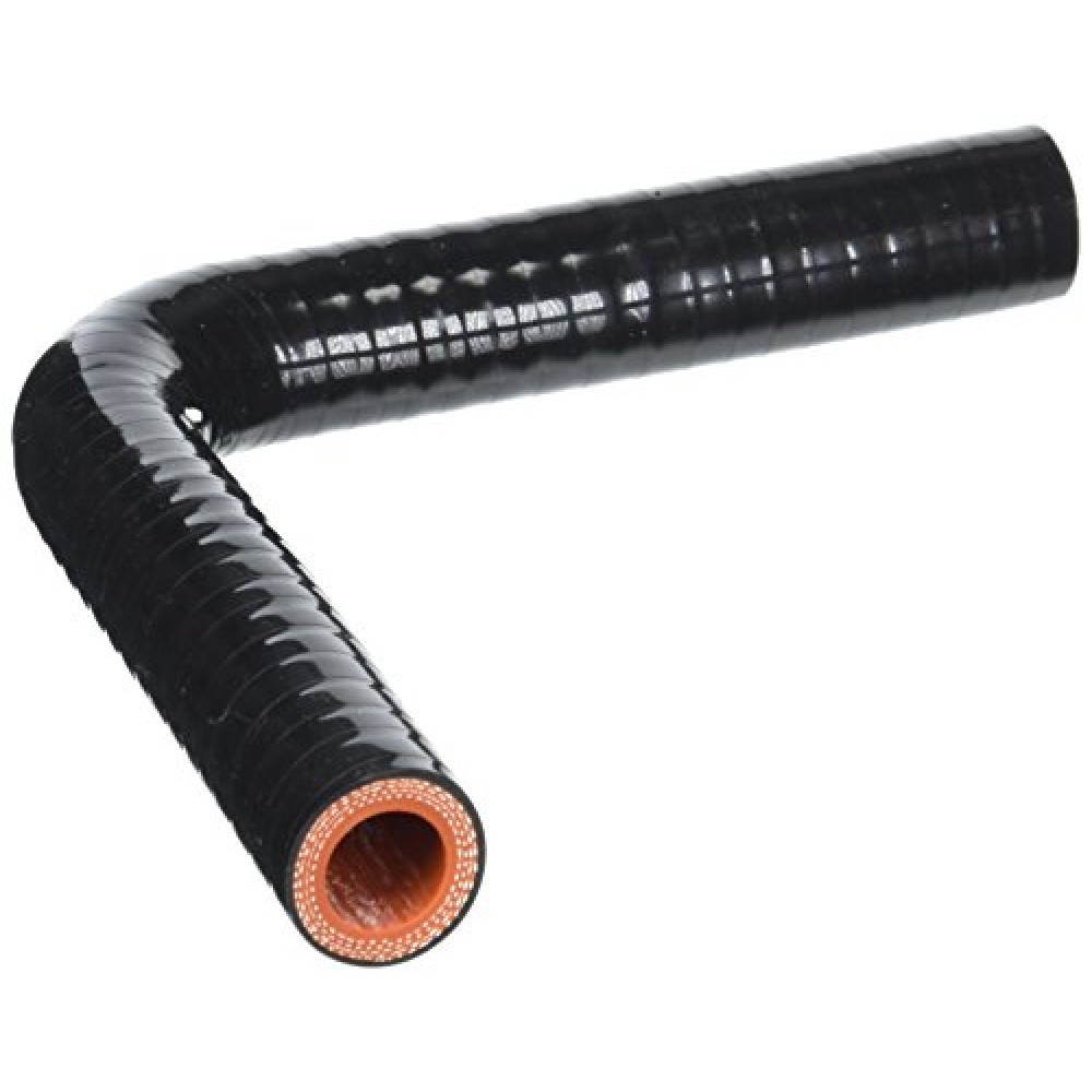 HPS HTSEC90-062-BLK Silicone High Temperature 4-ply Reinforced 90 degree Elbow Coupler Hose, 100 PSI Maximum Pressure, 4" Leg Length on each side, 5/8" ID, Black