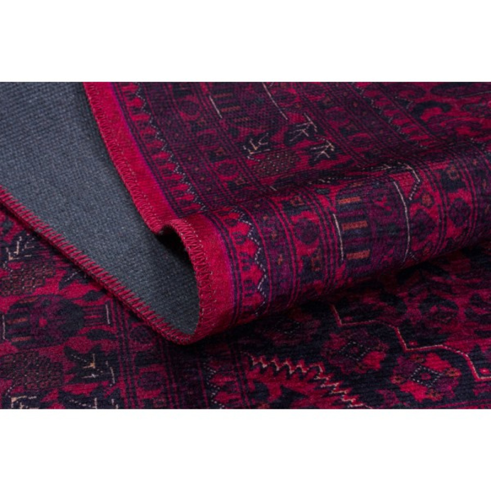 HR Moda Afgan Türkmen Halısı Otantik Desenli Bordo Laciveret, Dıjıtal Baskılı, Yıkanabılır Yolluk ve Halı - 50 x 80 cm Salon Halısı Fiyatı