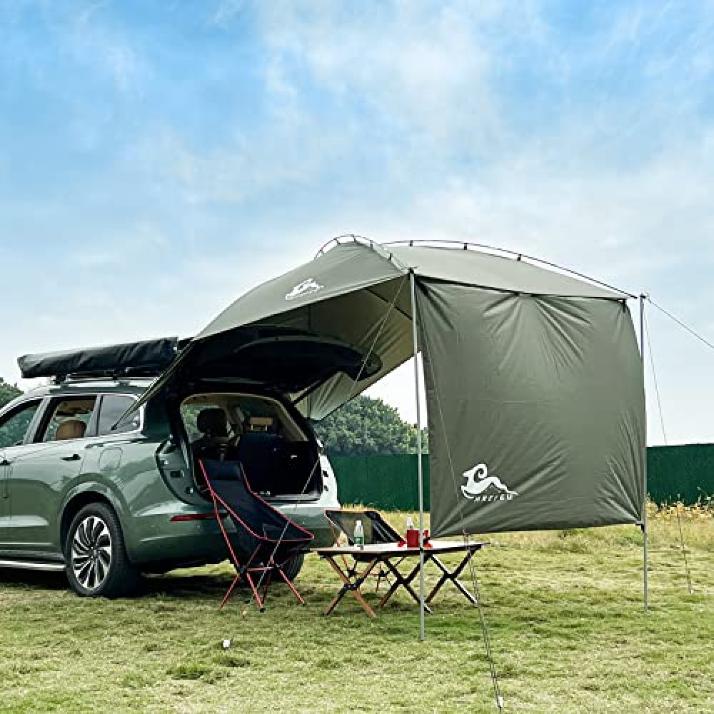 HREFEU SUV Tailgate Tent with Awning,Waterproof 3000MM UPF 50+,Tailgate Shade Awning Tent for Full Size SUV/Van/MPV/CUVCamping (Large Size) Deep Blue