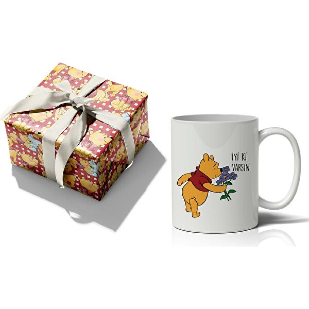 Hrs Hediye Paketi ile Kaplanmış Kutu Içinde Beyaz Porselen Winnie The Pooh Doğumgünü Temalı Kupa Bardak Fincan / Bardak / Kahve Takımı Fiyatı
