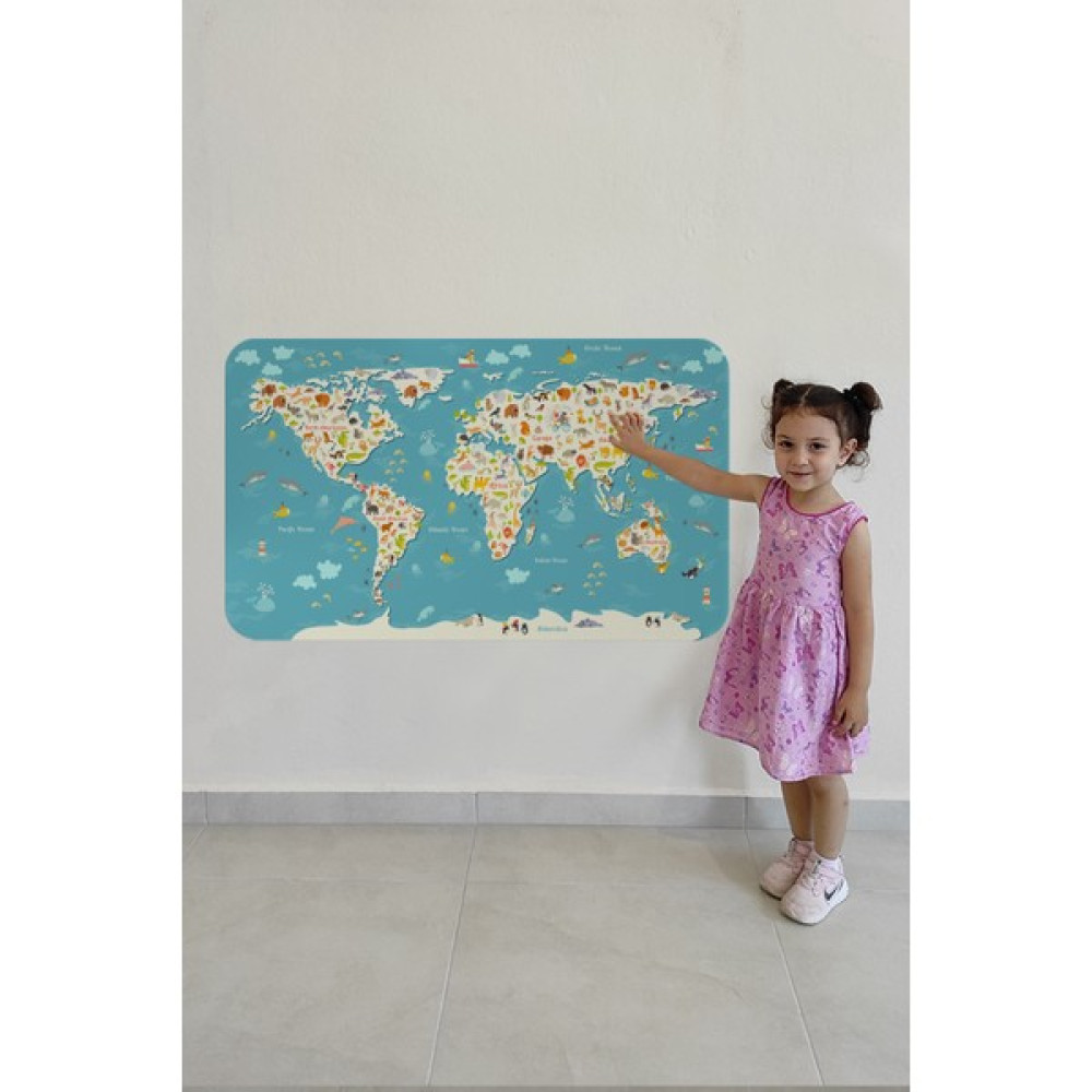 HSD Telekom Eğitici Dünya Haritası Dünya Atlası Çocuk ve Bebek Odası Duvar STICKER-3776 - Renkli Harita & Küre Fiyatı