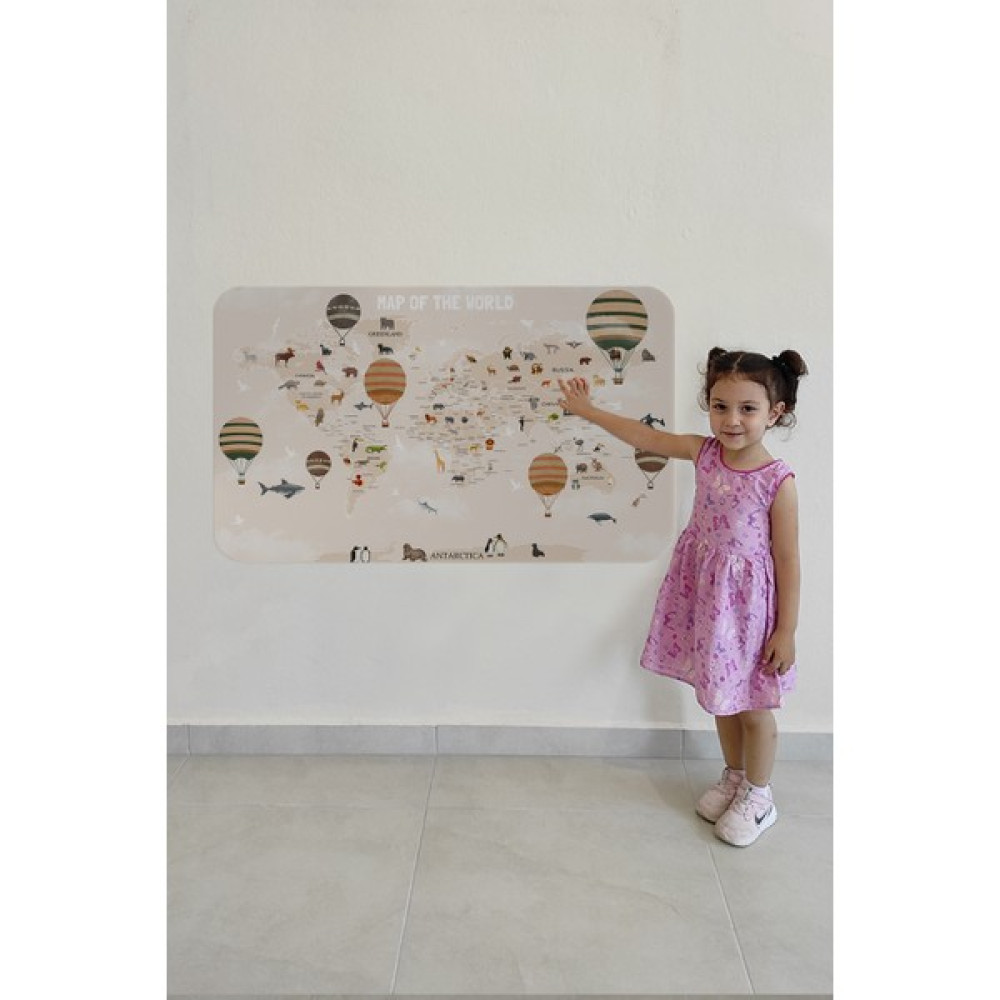 HSD Telekom Eğitici Dünya Haritası Dünya Atlası Çocuk ve Bebek Odası Duvar Sticker 3792 Harita & Küre Fiyatı