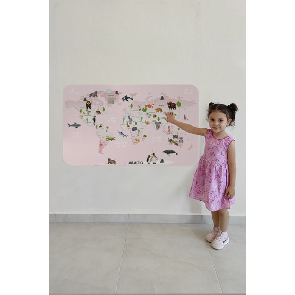 HSD Telekom Eğitici Dünya Haritası Dünya Atlası Çocuk ve Bebek Odası Duvar STICKER-3795 - Renkli Harita & Küre Fiyatı