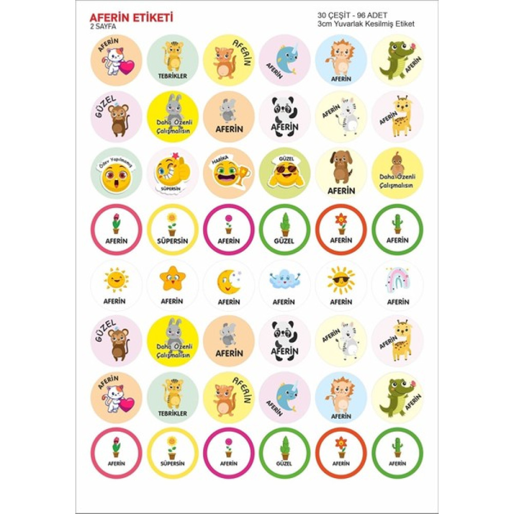 Hsn Sevimli Hayvanlar Kedi Köpek Emoji Ödev Etiket Sticker Öğretmen Aferin Harikasın Etiketleri 96 Adet Etiket Fiyatı