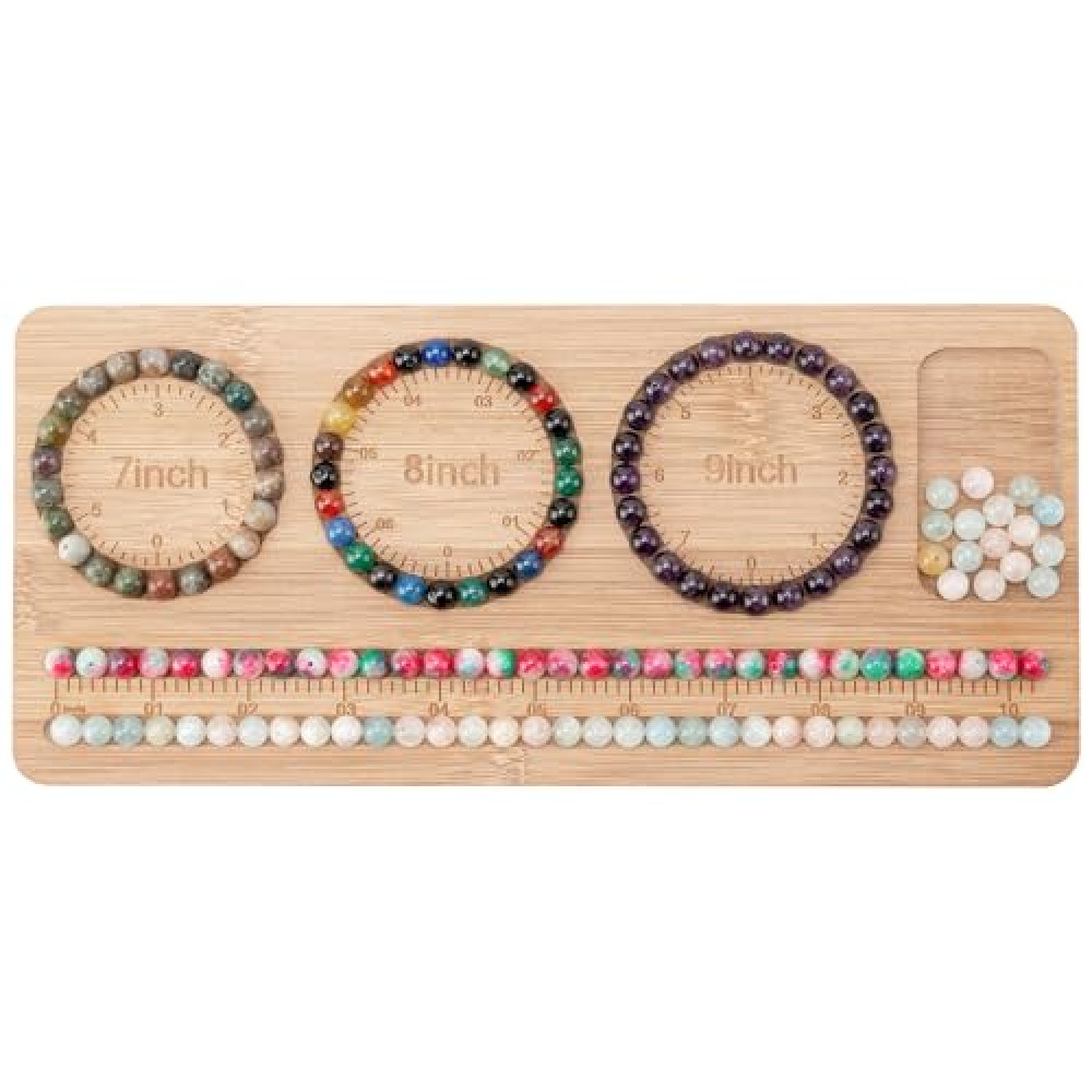 HSZCTUY Bead Board for Jewelry Making, Bamboo Beading Board for Bracelet Making, Bracelet Beads Maker, Bracelet Making Kit, Bead Tray, Bracelet Sizer, Jewelry Making Supplies