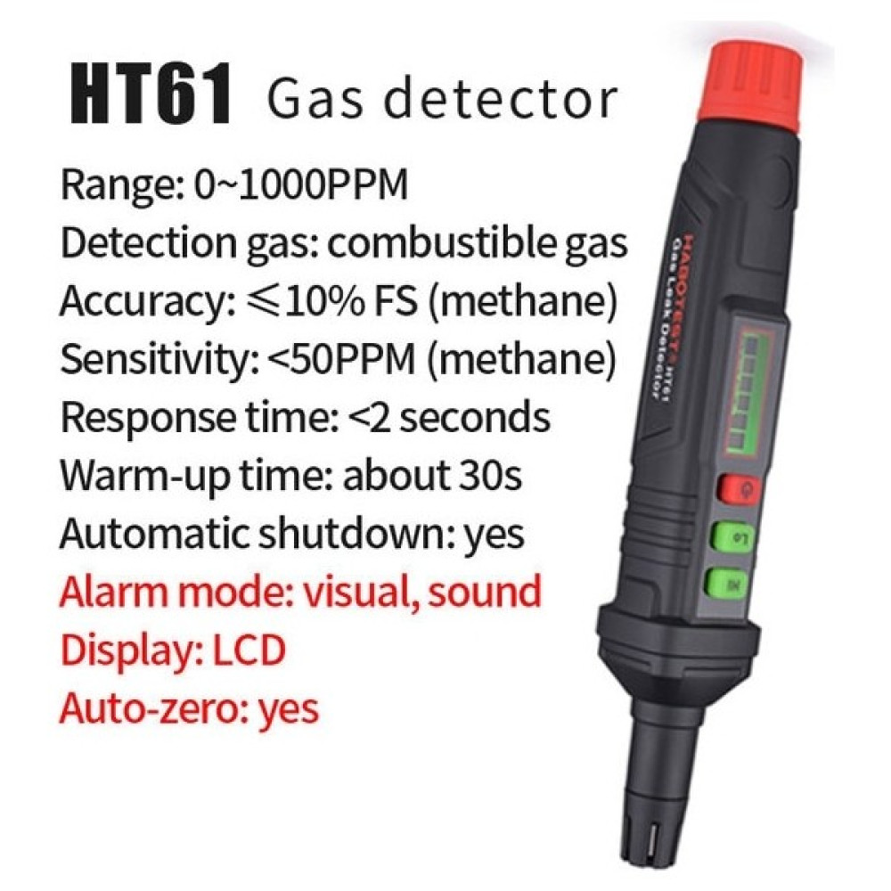 HT61 Gaz Dedektörü Habotest Gaz Kaçak Dedektörü Alarmı Yanıcı Gaz Dedektörü Her Türlü Yanıcı Gaz Için Sesli Doğal Metan (Yurt Dışından) - Renkli Diğer Test ve Ölçüm Cihazları Fiyatı