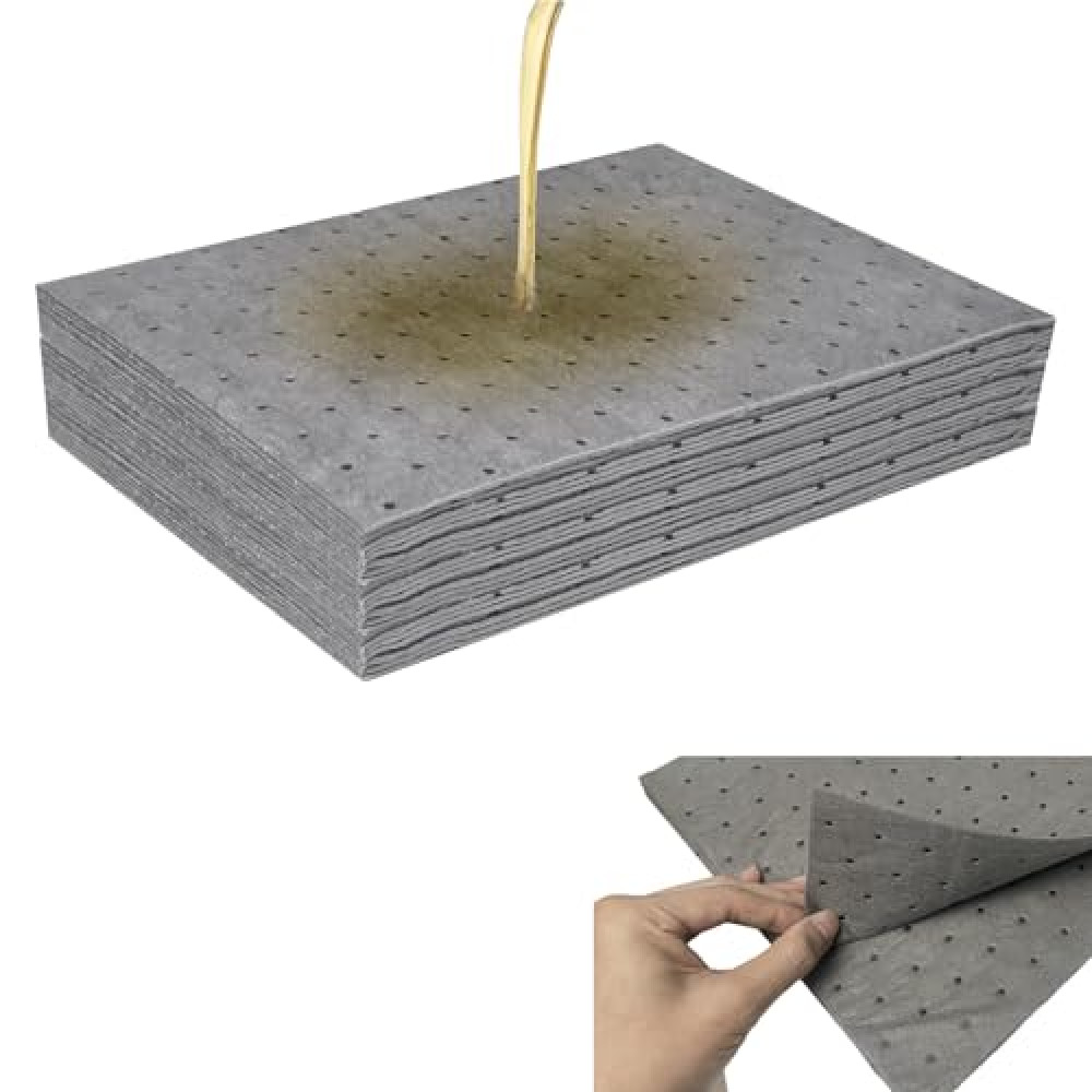 HTJZWG Oil Absorbent Pads (30-Pack) - 13"x9.8" Garage Mats | Quick-Absorbing Oil & Fluid | Workshop, Automotive Spill Control | Concrete & Metal Protection | Handles Minor Water Spills