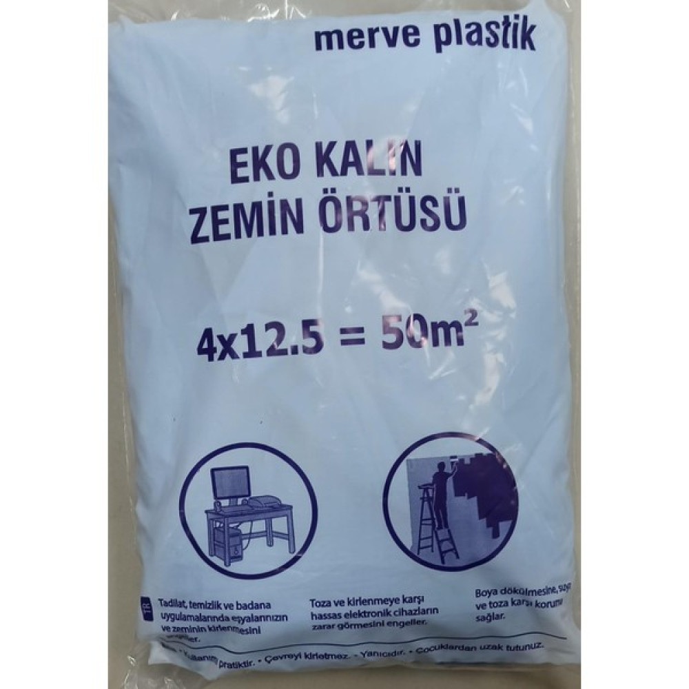 Htm Yapı Kalite Kalın Etli Boya Örtü Zemin Brandası Eşya Koruma Naylonu 50 M2 = 4 x 12,5 - Şeffaf Boya Malzemeleri Fiyatı