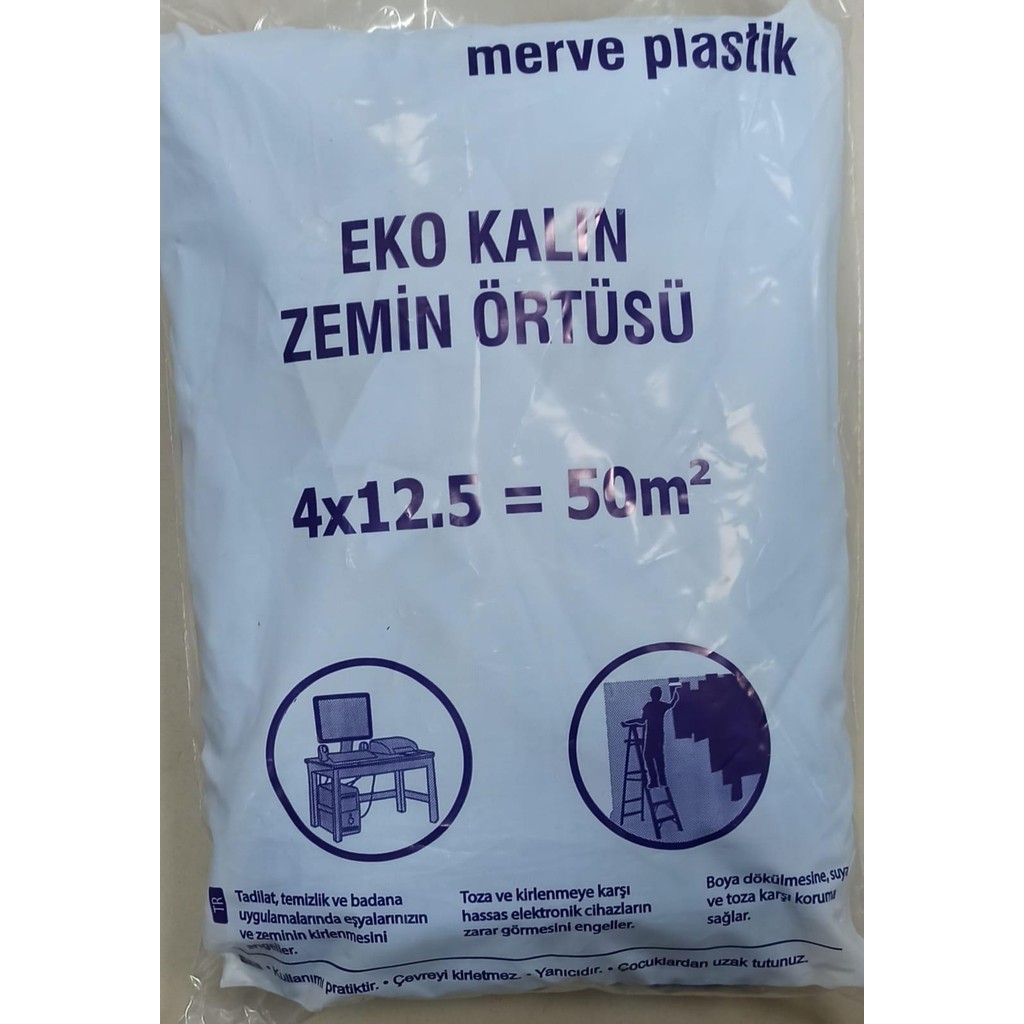 Htm Yapı Kalite Kalın Etli Boya Örtü Zemin Brandası Eşya Koruma Naylonu 50 M2 = 4 x 12,5 - Şeffaf Diğer Fiyatı