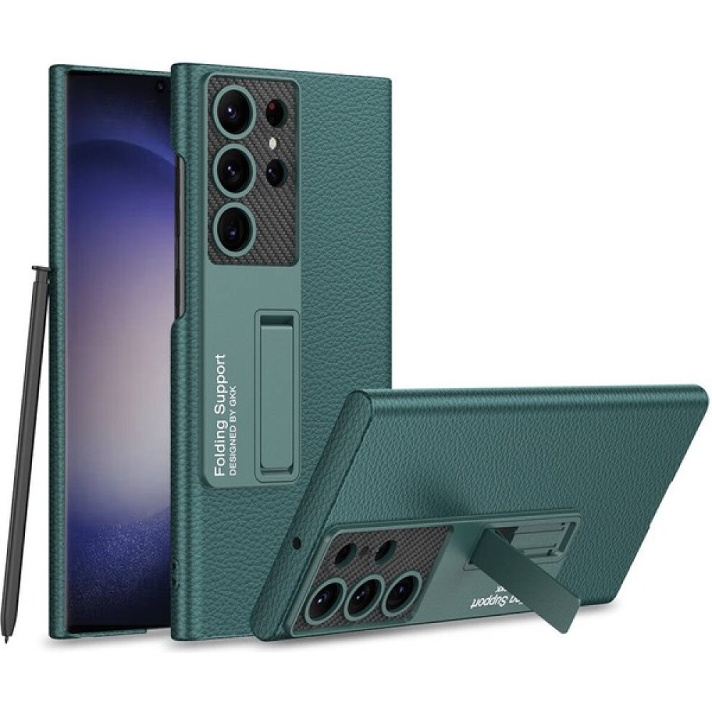 HTstore Samsung Galaxy Uyumlu S24 Ultra Kılıf Zore Kıpta Standlı Kapak-Yeşil - Yeşil Cep Telefonu Kılıfı Fiyatı