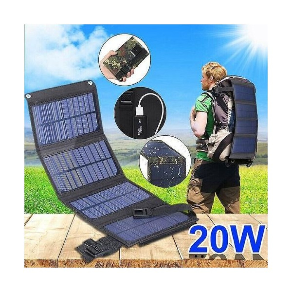 Htun 20 W USB Katlanabilir Güneş Paneli Esnek Küçük Su Geçirmez 5 V Katlanır Güneş Panelleri Akıllı Telefon Şarj Cihazı (Siyah) (Yurt Dışından) Dış Mekan & Bahçe Oyuncakları Fiyatı