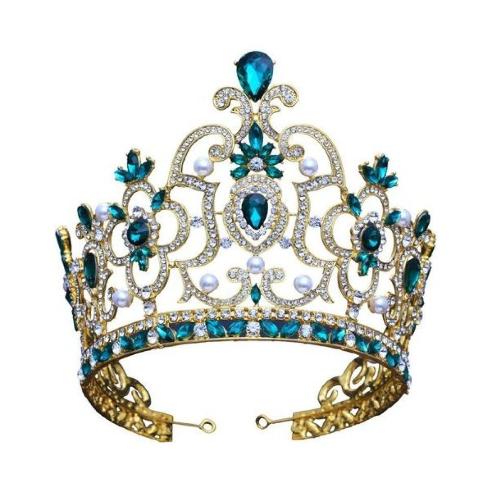 Htun cc Büyük Tiaras ve Kronlar Hairbands Nişan Düğün Saç Aksesuarları Gelin Kraliçe Takı Yeşil Cz Lüks Pageant Için (Yurt Dışından) Dresuar / Makyaj Masası Fiyatı