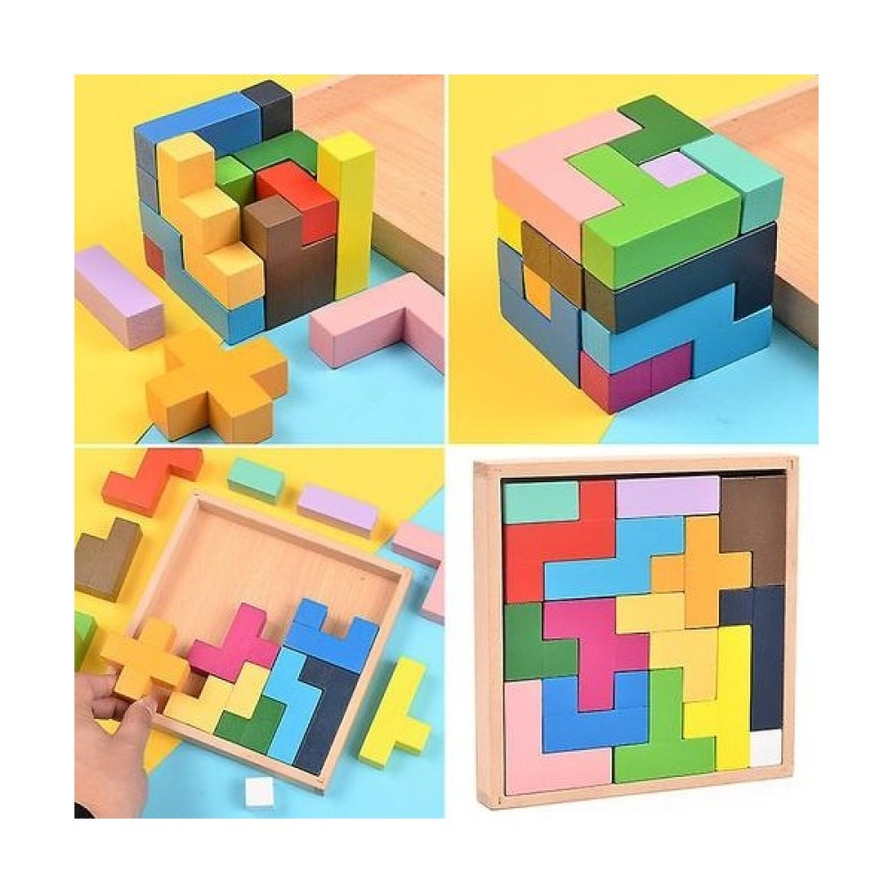 Htun Çocuk Oyuncakları, Yeni Yürümeye Başlayan Çocuklar Için Ahşap Tetris Yapboz Tangram, Renkli Blok Oyunu, Eğitici Oyuncaklar (3d) (Yurt Dışından) Bebek Oyuncakları Fiyatı