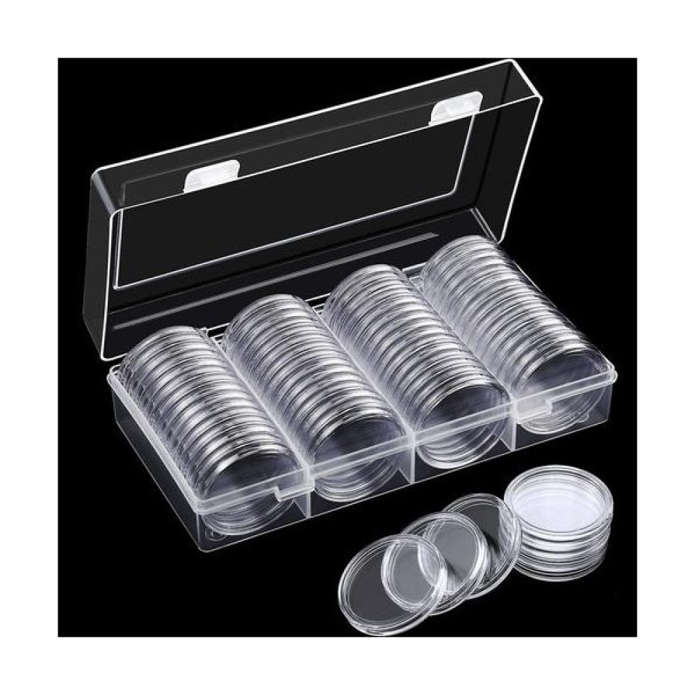 Htun Madeni Para Saklama Kutusu Gümüş 40MM Madeni Para Koleksiyoncuları Için 60'lı Paket (Yurt Dışından) - Şeffaf Beslenme Çantası Fiyatı