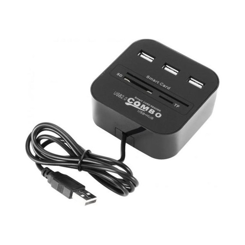 Htun Tüm 1 USB Sım Akıllı Kart Okuyucu Banka Kartı Ic / Id Emv Sd Tf 3usb Hub Mmc Usb-Ccıd Iso 7816 Cacdnıeatm Ic Sımsdtf (Yurt Dışından) - Siyah Hafıza Kartları Fiyatı