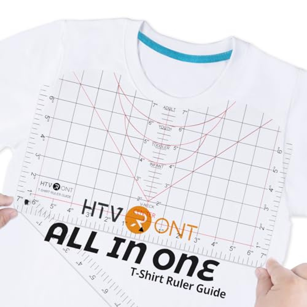 HTVRONT Tshirt Ruler Guide for Vinyl Alignment - Tshirt Measurement Tool for Heat Press in HTV Vinyl, All-in-ONE T Shirt Ruler to Center Design and Craft Sewing for Cricut Accessories and Supplies