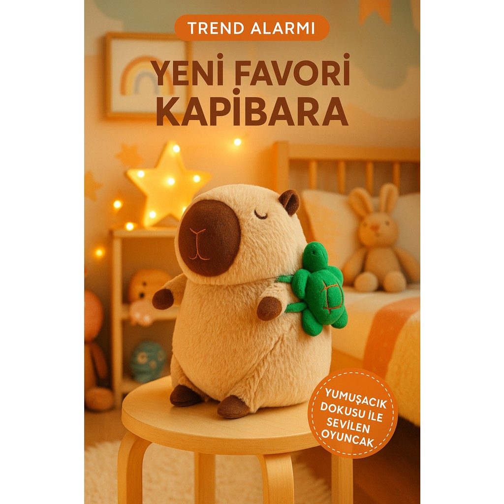 Hua Sevimli Kapibara Peluş Oyuncak - Trend Peluş - Sırtında Kaplumbağa - Yumuşak ve Tatlı (32 Cm) - Kahverengi Diğer Fiyatı