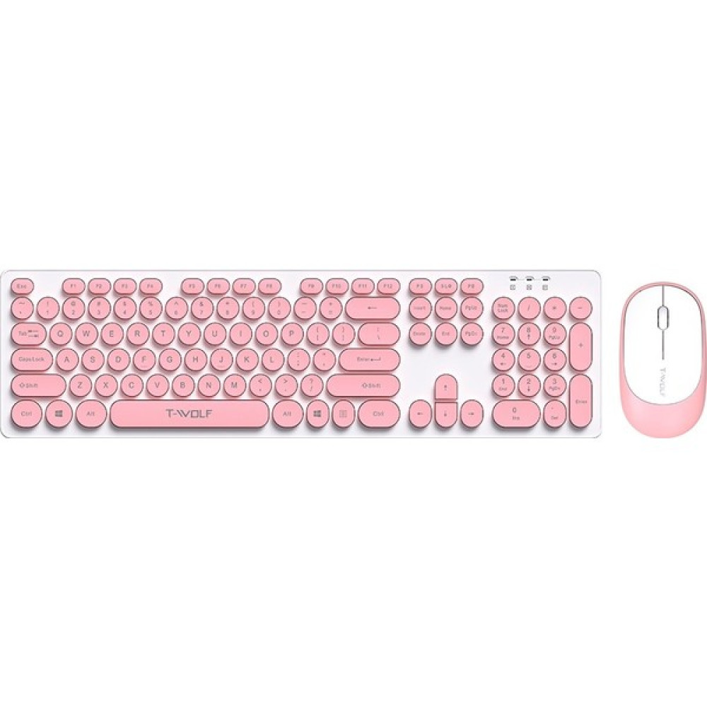 Huahai T -Wolf TF770 2.4g Kablosuz Klavye Fare Yuvarlak Key Makinesi Konforlu Sessiz Yazma Klavye Fare Seti - Pembe Klavye - Mouse Fiyatı