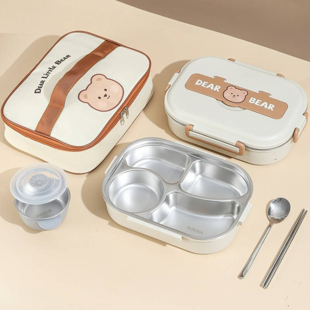 Huang Shoping Gıda Teması Için 304 Paslanmaz Çelik Yalıtımlı Öğle Yemeği Kutusu Seti (Yurt Dışından) - Kahve - Bento kutusu - 28*20*7.5cm Beslenme Çantası Fiyatı