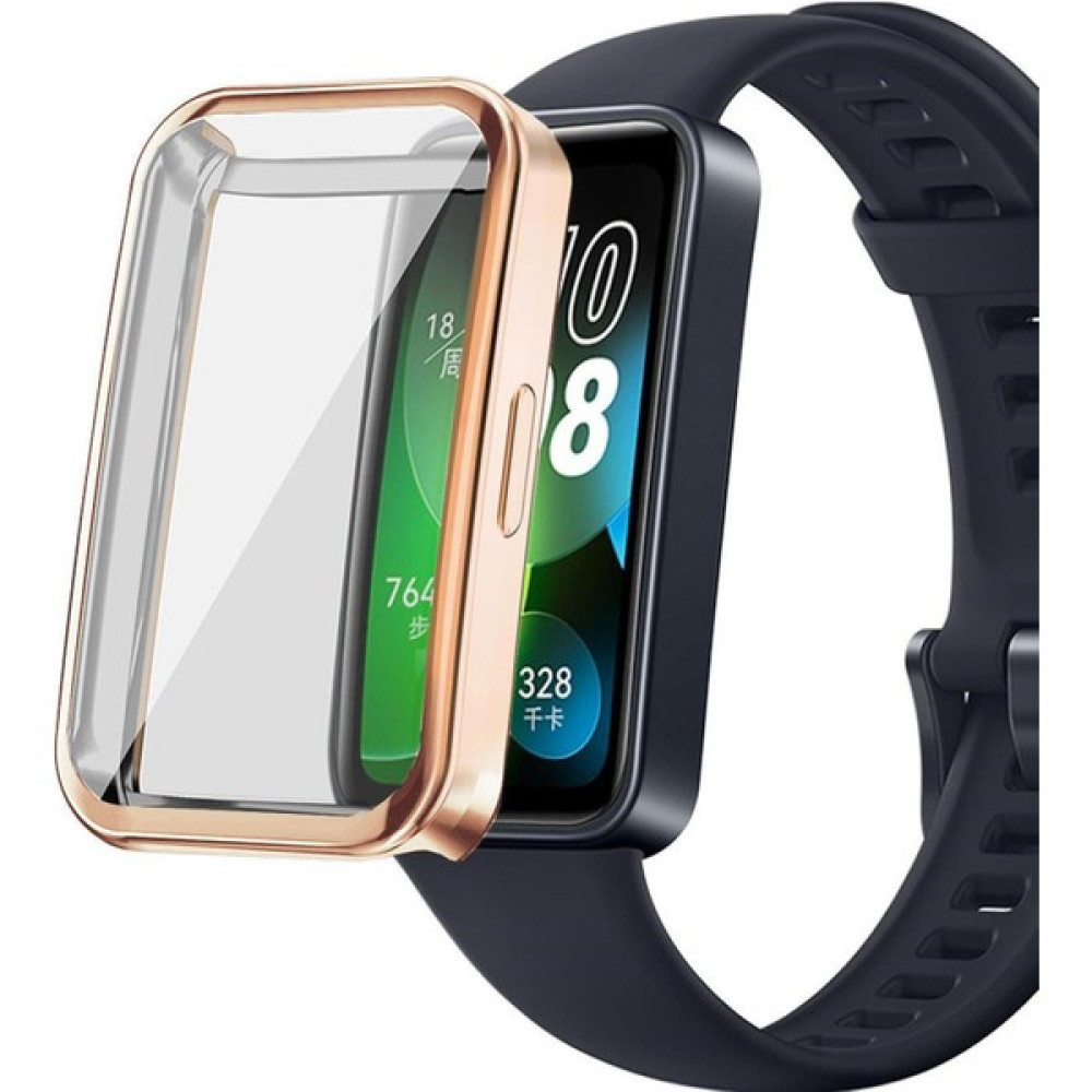 Huawei Band 8 Uyumlu Kasa ve Ekran Koruyucu 360 Tam Koruma Silikon Kılıf - Rose Gold Giyilebilir Teknoloji Aksesuarları Fiyatı