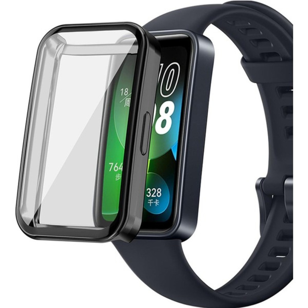 Huawei Band 8 Uyumlu Kasa ve Ekran Koruyucu 360 Tam Koruma Silikon Kılıf - Siyah Giyilebilir Teknoloji Aksesuarları Fiyatı