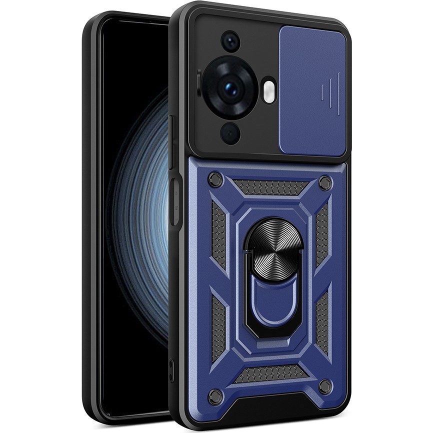 Huawei Nova 12S Uyumlu Kılıf Magnetik Standlı Kamera Korumalı Sürgülü Kapak-Lacivert - Lacivert Cep Telefonu Kılıfı Fiyatı
