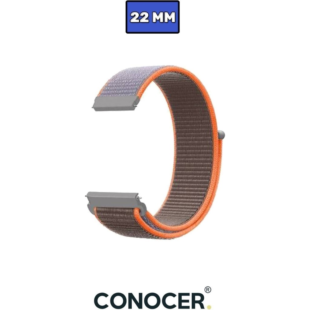 Huawei Watch Gt4 Gt5 46MM Uyumlu Dokuma Cırtlı Spor Kordon Kayış (22MM) - Haki - Turuncu Akıllı Saat Aksesuarı Fiyatı