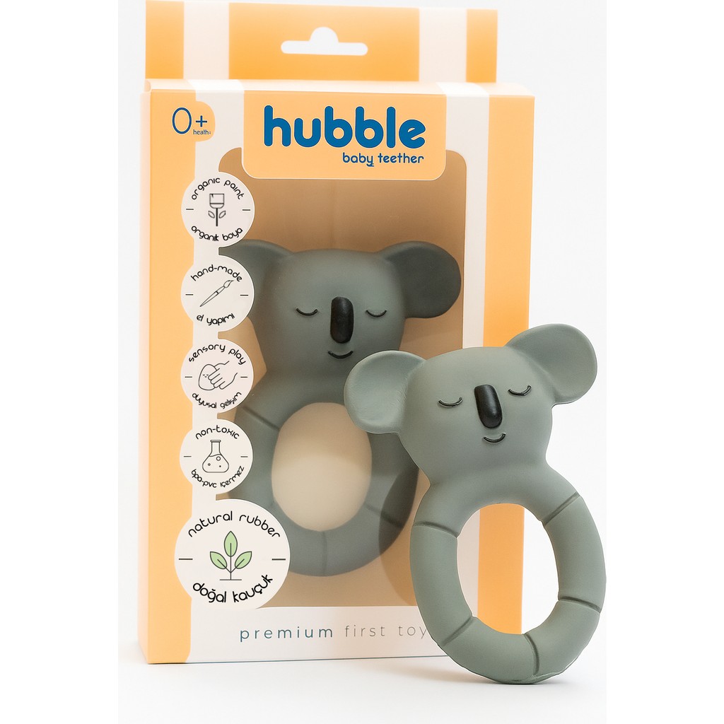 Hubble Doğal Bebek Diş Kaşıyıcı ve Oyuncağı (%100 Doğal Kauçuk) Koala Halkalı - Gri Diğer Fiyatı