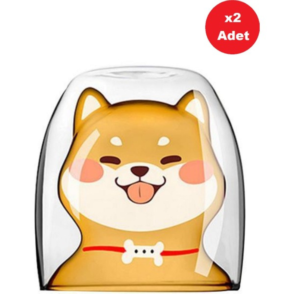 Hubby Chef Çift Camlı Cidarlı Köpek Karakterli Eğlenceli Tasarım Borosilikat Cam Bardak 2li Set 250 ml Fincan / Bardak / Kahve Takımı Fiyatı