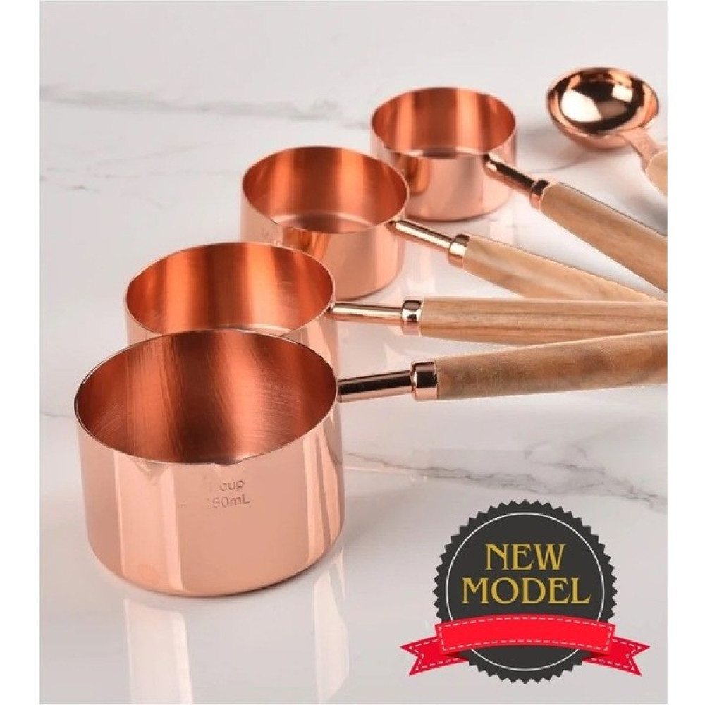 Hubby Chef Roza-Gold Ölçü Kaşığı Seti 4lü Ahşap Saplı Ölçü Kabı Mutfak Gereçleri Fiyatı