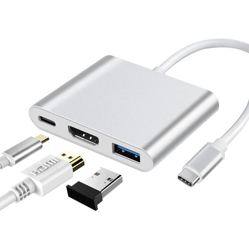 Hubify 3in1 Usb-C Hub Thunderbolt-3 Dijital Av Çoklu Bağlantı Noktası Adaptörü : Bilgisayar,telefon,tablet,laptop ile Uyumludur. - Açık Gri Bilgisayar Çevirici ve Adaptörü Fiyatı