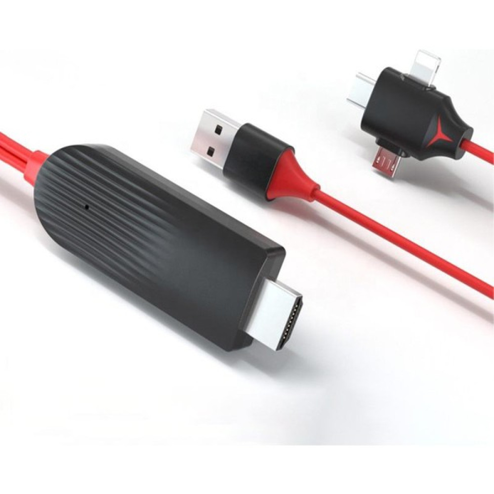 Hubify Tüm Telefon ve Tabletler Için Hdmı Tv Görüntü Aktarım Kablosu : Type-C + Lightning + Micro USB To HDMI 2m Kablo. Bilgisayar Çevirici ve Adaptörü Fiyatı