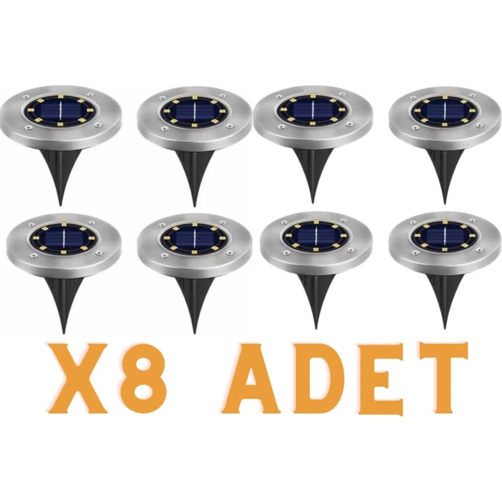 Hubstein 8 Adet 8 Led’li Gömme Solar Güneş Enerjili Zemin Yol Bahçe Aydınlatma Spot Lambası Su Geçirmez 8li-8ledgömme-Aydınlatma Diğer Fiyatı