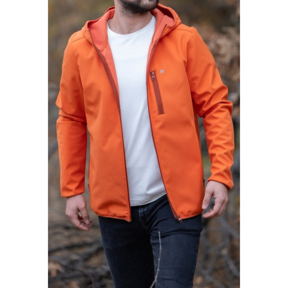 Huğlu Outdoor Turuncu Kapüşonlu Softshell Mont Erkek Mont Fiyatı