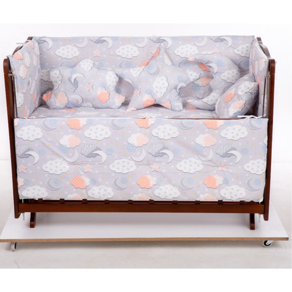 Hugoybedding 80 cm  x  130 cm Pollycotton Lüks Bebek Uyku Seti Gri Beyaz Ay ve Bulut Temalı (10 Parça) Oto Boyaları Fiyatı