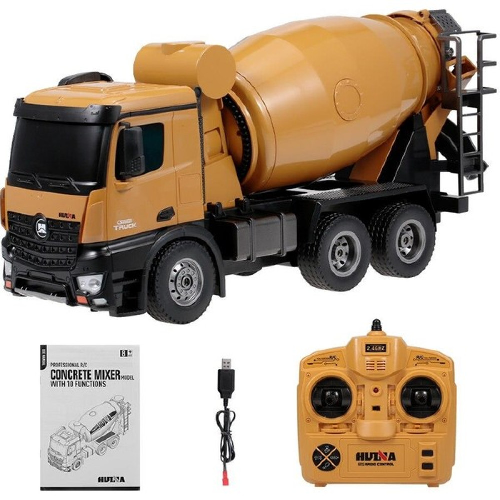 Huına 1/14 10 Kanal Yüksek Kalite Rc Model Çimento Mikseri Uzaktan Kumandalı İş Makinası - 2.4G Full Fonksiyon Sesli Ve Işıklı - 1574 - Sarı RC Araçlar ve Aksesuarları Fiyatı